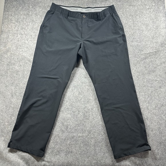 Under Armour Pants Men 40X30 Black Chino Loose UA Golf Stretch Flex Waist - Picture 1 of 12